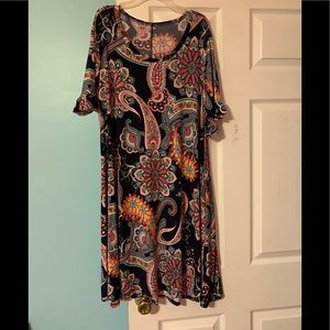 Paisley print tunic/dress in pinks, blues 3X